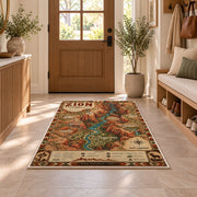 Illustrated Zion National Park map rug in a sunny entryway