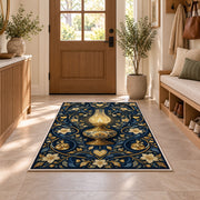 Nurse Lamp Rug in an entryway with a wooden door and bench