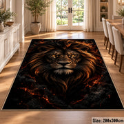 Dark Lion Portrait area rug in black, bronze and ember orange, view 9