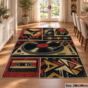 Vinyl Turntable Street Music area rug in rust, navy and cream, view 9