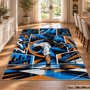 Breakdance Street Art area rug in electric blue, orange and black, view 9