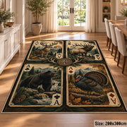 Wildlife Playing Card Panels area rug in cream, sage and dark brown, view 9