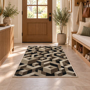 3D Geometric Cube Area Rug, Black Beige Optical Illusion Rug, Modern Living Room Decor - Image 9