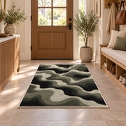 Abstract Wavy Area Rug, Black Beige Flowing Lines Rug, Modern Organic Living Room Decor - Image 9