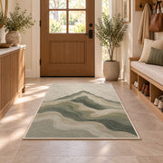 Abstract Mountain Wave Area Rug, Sage Green Layered Landscape Rug, Modern Neutral Decor - Image 9