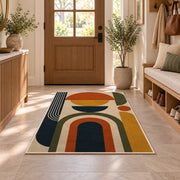 Mid Century Geometric Area Rug, Orange Olive Arch Shapes Rug, Retro Modern Room Decor - Image 9