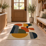 Mid Century Abstract Area Rug, Orange Mustard Geometric Shapes Rug, Modern Retro Decor - Image 9
