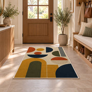 Mid Century Geometric Area Rug, Mustard Rust Arch Shapes Rug, Retro Modern Room Decor - Image 9