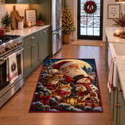 Santa and reindeer beneath moonlight with pine branches area rug, holiday room view 3
