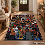 Hip Hop Crowd Collage area rug displayed in a entryway