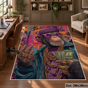 Cosmic Explorer Collage area rug displayed in a home office