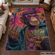 Cosmic Explorer Collage area rug displayed in a living room