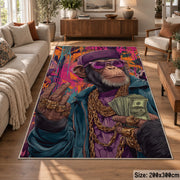 Cosmic Explorer Collage area rug displayed in a lounge