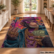 Cosmic Explorer Collage area rug displayed in a dining room