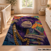 Cosmic Portrait Collage area rug displayed in a nursery