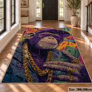 Cosmic Portrait Collage area rug displayed in a foyer