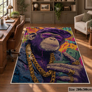 Cosmic Portrait Collage area rug displayed in a home office