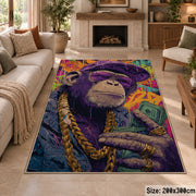 Cosmic Portrait Collage area rug displayed in a sitting room