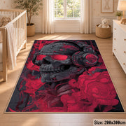 Red Skull Street Art area rug displayed in a nursery