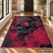 Red Skull Street Art area rug displayed in a foyer