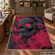 Red Skull Street Art area rug displayed in a home office