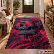 Skull Graffiti Portrait area rug displayed in a entryway