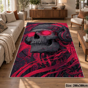 Skull Graffiti Portrait area rug displayed in a lounge