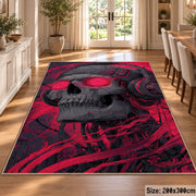 Skull Graffiti Portrait area rug displayed in a dining room