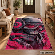 Bold Skull Street Art area rug displayed in a entryway
