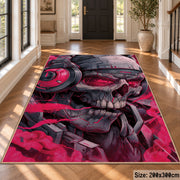 Bold Skull Street Art area rug displayed in a foyer