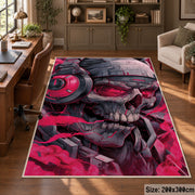 Bold Skull Street Art area rug displayed in a home office