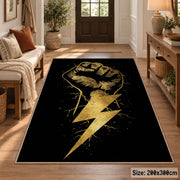 Golden Fist Lightning area rug displayed in a entryway
