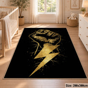 Golden Fist Lightning area rug displayed in a nursery