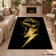 Golden Fist Lightning area rug displayed in a sitting room