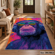 Colorful Gorilla Portrait area rug displayed in a entryway