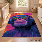 Colorful Gorilla Portrait area rug displayed in a nursery