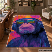 Colorful Gorilla Portrait area rug displayed in a home office