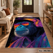 Vivid Gorilla Portrait area rug displayed in a entryway