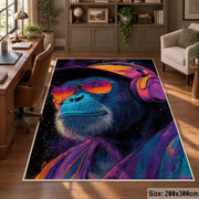 Vivid Gorilla Portrait area rug displayed in a home office