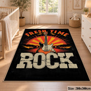 Rock Music Poster area rug displayed in a nursery