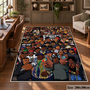 Music Crowd Illustration area rug displayed in a home office