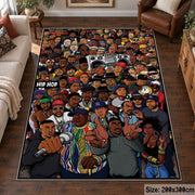 Music Crowd Illustration area rug displayed in a living room