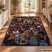 Music Crowd Illustration area rug displayed in a dining room