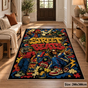 Graffiti Street Sound area rug displayed in a entryway