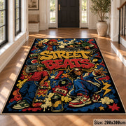 Graffiti Street Sound area rug displayed in a foyer