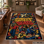 Graffiti Street Sound area rug displayed in a home office