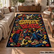 Graffiti Street Sound area rug displayed in a lounge