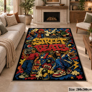 Graffiti Street Sound area rug displayed in a sitting room