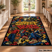 Graffiti Street Sound area rug displayed in a dining room