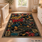 Street Music Collage area rug displayed in a nursery